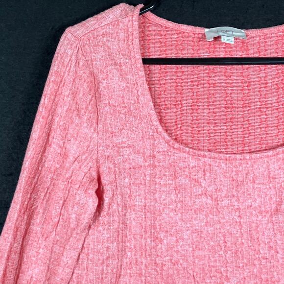 LOFT Outlet Womens Blouse Pink Sleeve U Neck Long Sleeved Stretch Medium - Picture 4 of 12